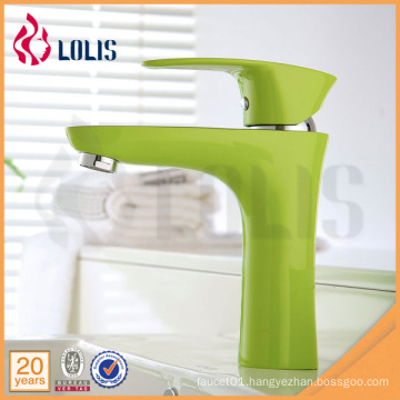 Bathroom design single lever green painting bathroom basin faucet taps